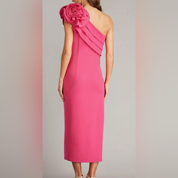Tadashi Shoji BOS24101MD - Pike Draped Rosette Shoulder Sheath Dress NWT